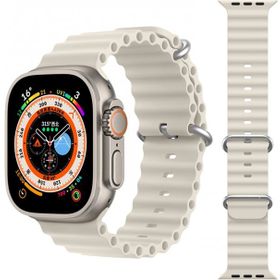 KNY KRD-75 Apple Watch Ultra Krem 49 mm İçin Renkli Silikon Kayış