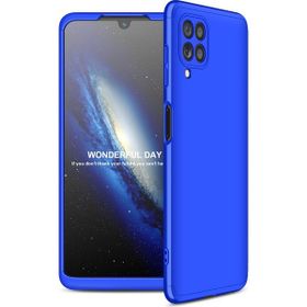 KNY Samsung Galaxy M32 3 Parça 360 Ays Kapak Mavi Kılıf