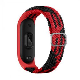 KNY Xiaomi Mi Band 5 Örgü Model Renkli Silikon Siyah Kırmızı Kordon