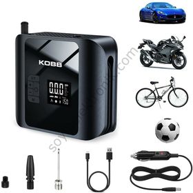 Kobb KB420 12 V Şarjlı Li-İon 150 PSI SOS Taşınabilir Dijital Basınç Göstergeli Led Aydınlatmalı Akıllı Lastik Şişirme Pompası