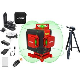 Kobb KBL35GTP Profesyonel Li-Ion Şarjlı 4x360⁰ Otomatik Hizalamalı Yeşil Çapraz Çizgi Lazer Distomat+Uzaktan Kumanda+Tripod