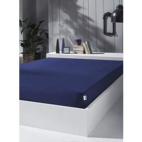 Kobe Home 230 G/M2 Battal Çift Kişilik Mavi Örme Penye Lastikli Çarşaf