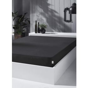 Kobe Home Tek Kişilik Siyah Pamuk 130 G/M2 Örme Penye Lastikli Çarşaf