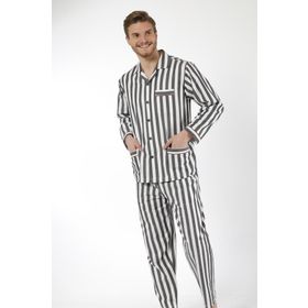Kocabey 4007 Siyah Beyaz Uzun Kol Çizgili Gaffur Erkek Pijama Takım