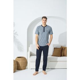 Kocabey 9513 Erkek Midi Yaka Kısa Kol Pijama Takım