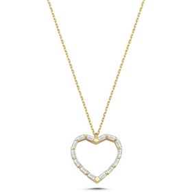 Koçak 14 Ayar Kalp Baget Taşlı Altın Kolye