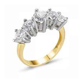 Koçak Gold 14YZK779 14 Ayar Beyaz Altın Beştaş Yüzük