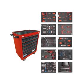 Koçtaş Brio 6 Çekmece Pro 258 Parça Kırmızı Hareketli Takım Dolabı