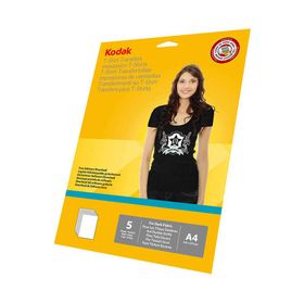 Kodak 5 Adet 20x30 cm A4 Koyu Renk T-Shirtler için Transfer Baskı Kağıdı