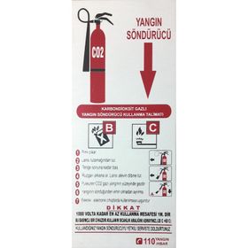 KOD:CO2 Yangın Söndürücü 12.5x30 Uyarı Levhası