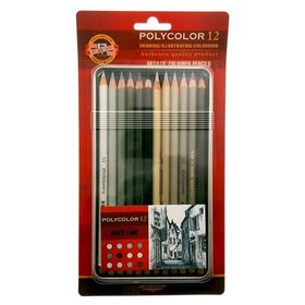 Koh-I-Noor Polycolor Grey Line Kuru Boya Kalem 12’li Set