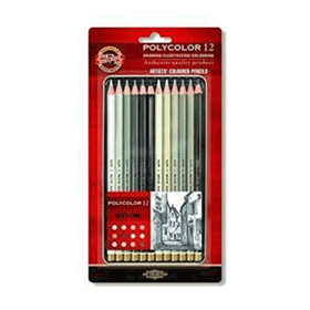 Kohinoor Polycolor 12 Renk Gri Tonlar Metal Kutu Artist Kuru Boya Kalemi