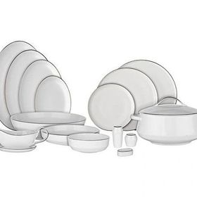Koleksiyon 101 Hanedan Parça 2 mm Shiny Platin Yemek Takımı