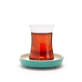 Koleksiyon Tiryaki 6'lı Turkuaz Çay Seti