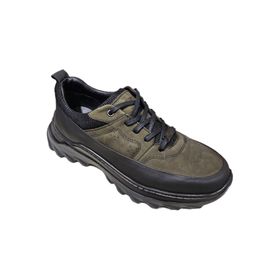 Komcero K3256-25283 Siyah Haki Bağcıklı Kat Deri Havuz Taban Casual Erkek Outdoor Ayakkabı