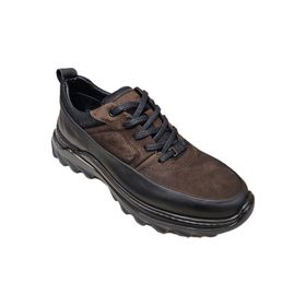 Komcero K3256-25283 Siyah Kahve Bağcıklı Kat Deri Havuz Taban Casual Erkek Outdoor Ayakkabı