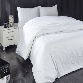 Komfort Home 2 Adet Beyaz Çizgili Pamuk Saten Yastık Kılıfı