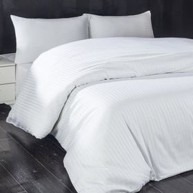 Komfort Home 2 Adet Beyaz Çizgili Pamuk Saten Yastık Kılıfı