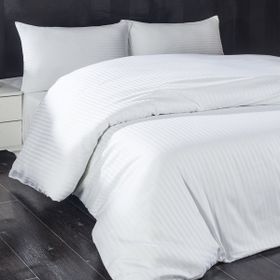 Komfort Home 2 Adet Beyaz Çizgili Pamuk Saten Yastık Kılıfı
