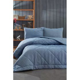 Komfort Home Battal Boy 100 Pamuk Kumaş Mavi Yorgan Seti