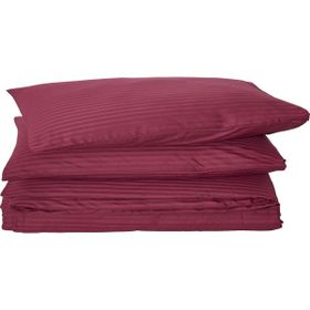 Komfort Home Battal Boy Çizgili Pamuk Saten Bordo Nevresim Takımı