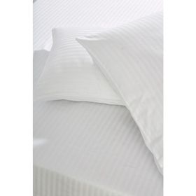 Komfort Home Beyaz Battal Boy Çizgili Pamuk Saten Çarşaf Seti