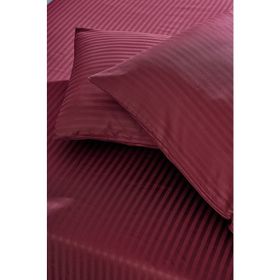 Komfort Home Bordo Battal Boy Çizgili Pamuk Saten Çarşaf Seti