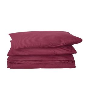 Komfort Home Bordo Battal Boy Çizgili Pamuk Saten Nevresim Seti