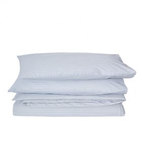 Komfort Home Çizgili Pamuk Saten Açık Gri Çift Kişilik Nevresim Seti
