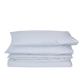 Komfort Home Çizgili Pamuk Saten Açık Gri Çift Kişilik Nevresim Seti