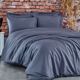Komfort Home Çizgili Pamuk Saten Battal Boy Nevresim Takımı Seti