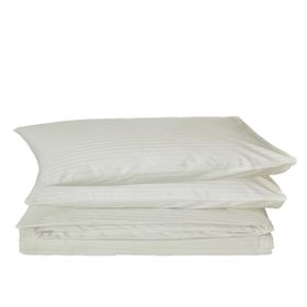 Komfort Home Çizgili Saten Pamuk Krem Çift Kişilik Nevresim Set