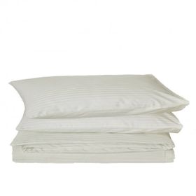 Komfort Home Çizgili Saten Pamuk Krem Çift Kişilik Nevresim Set