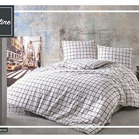 Komfort Home Ekose Ranforce Beyaz Çift Kişilik Nevresim Takımı