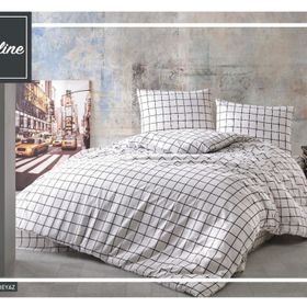Komfort Home Ekose Ranforce Beyaz Çift Kişilik Nevresim Takımı