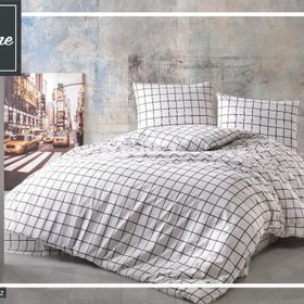 Komfort Home Ekose Ranforce Beyaz Çift Kişilik Nevresim Takımı