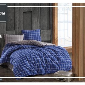 Komfort Home Ekose Ranforce Mavi Tek Kişilik Nevresim Takım