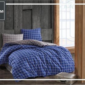 Komfort Home Ekose Ranforce Mavi Tek Kişilik Nevresim Takım