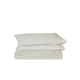 Komfort Home Krem Battal Boy Çizgili Pamuk Saten Nevresim Seti