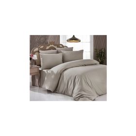 Komfort Home Sütlü Kahve Çizgili Pamuk Saten Yastık Kılıfı