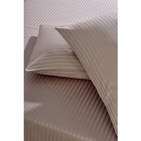 Komfort Home Sütlü Kahve Tek Kişilik Çizgili Pamuk Saten Çarşaf Seti