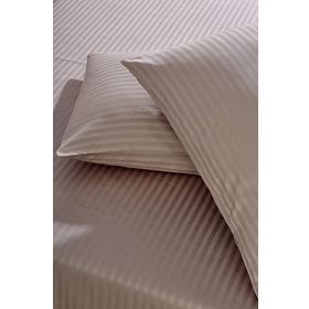 Komfort Home Sütlü Kahve Tek Kişilik Çizgili Pamuk Saten Çarşaf Seti