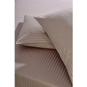 Komfort Home Sütlü Kahve Tek Kişilik Çizgili Pamuk Saten Çarşaf Seti