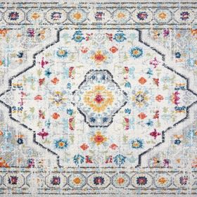 Konfor 7655 Vintage Beyaz Gri Klasik Eskitme Dokuma 80x150 cm Salon Halı