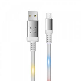 Konfulon DC-09 Ses Duyarlı Işıklı Beyaz 1 mt 2A Micro USB Kablo