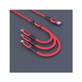 Konfulon DC-19 3 in 1 Kırmızı 1.3 mt 3A USB Kablo