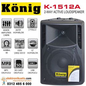 Konig K-1512A Aktif Kabin Hoparlör