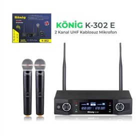 Konig K-302E Çiftli Telsiz Kablosuz EL Mikrofonu