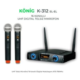 Konig K-312 Çift El 16 Kanal Uhf Telsiz Mikrofon