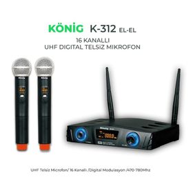 Konig K-312 Çift El 16 Kanal Uhf Telsiz Mikrofon